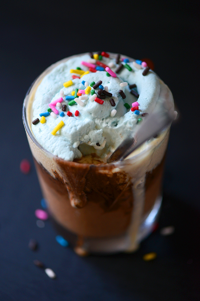 Glass of a Vegan DQ Copycat Cupcake