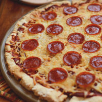 Pepperoni pizza for homemade gluten-free pizza night