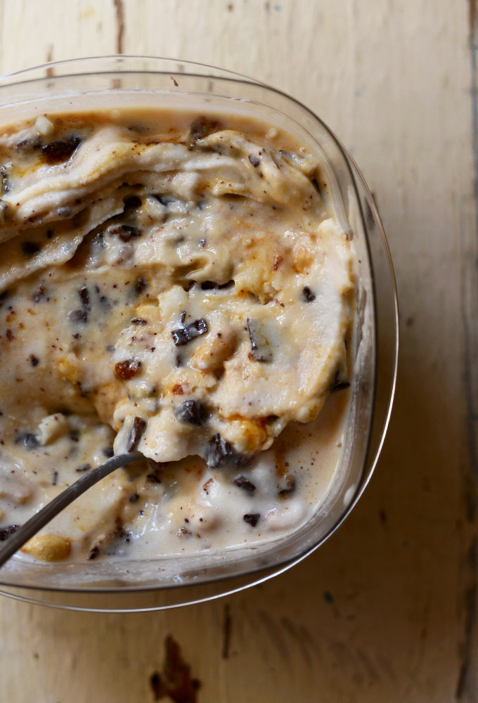 Batch of Vegan Snickers Ice Cream in a container