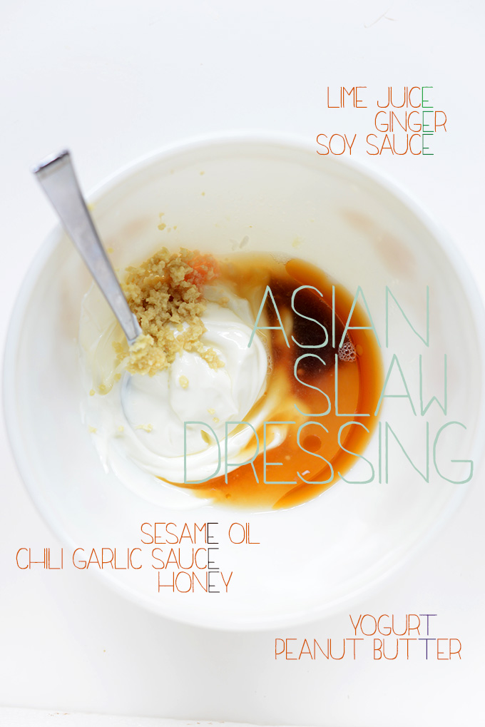 Stirring together ingredients for Asian Slaw Dressing