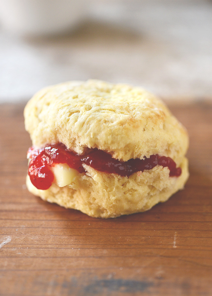Fluffy Vegan Biscuit filled with butter and jam