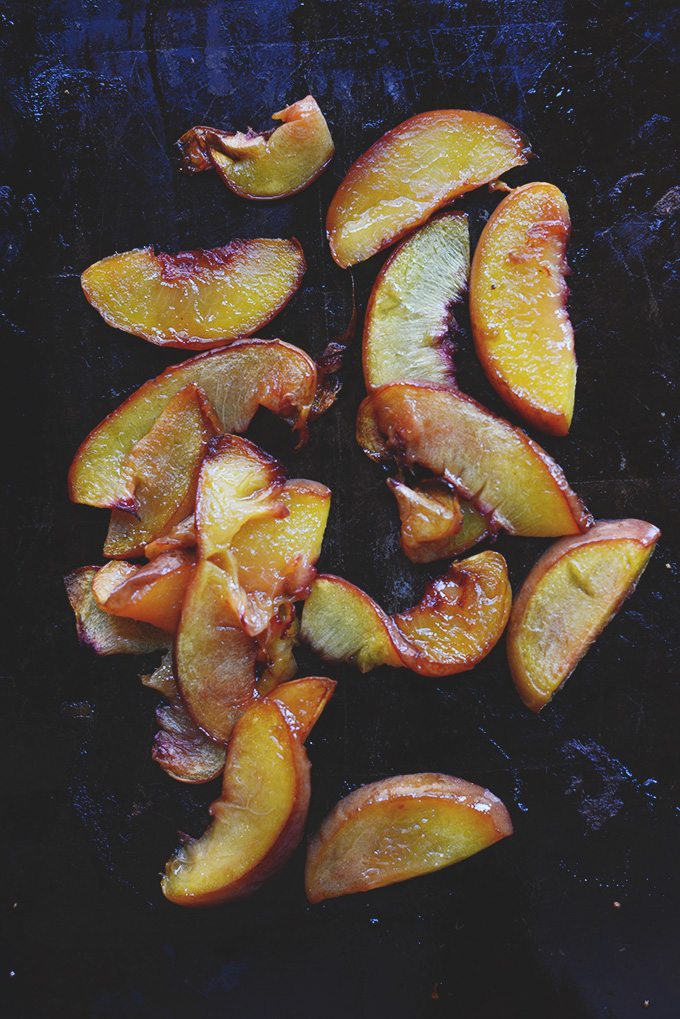 Freshly roasted sliced peach