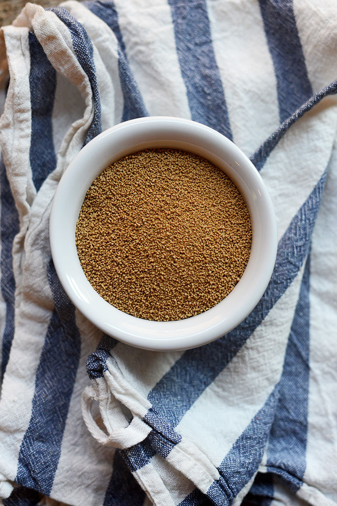 Bowl of Sucanat Sugar for making homemade waffles