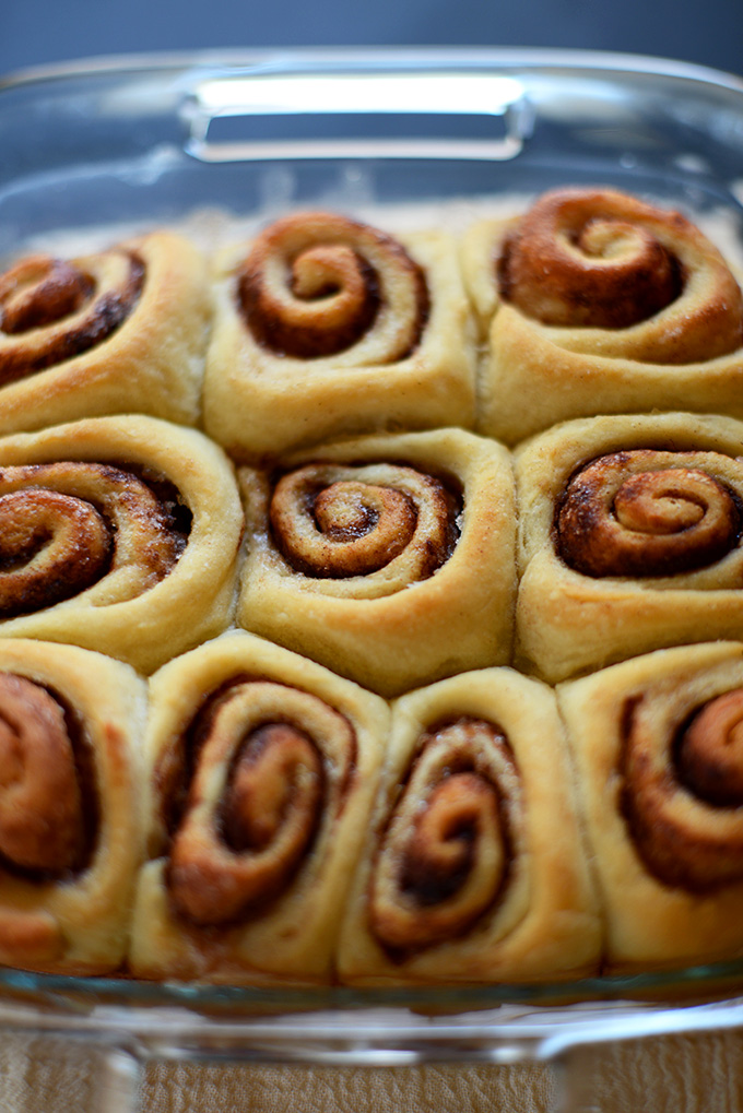Freshly baked batch of simple to make cinnamon rolls