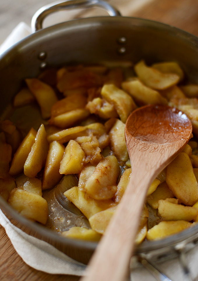 Pan of Cinnamon Apples for making our Apple French Toast Bake