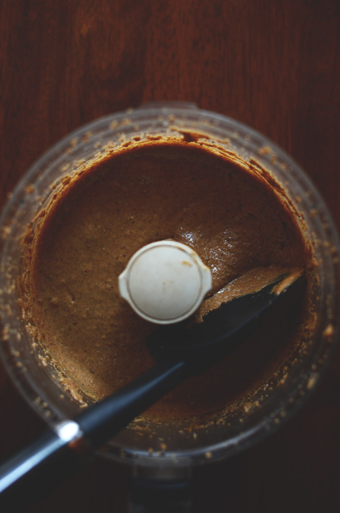 homemade almond butter in a food processor