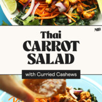 Two photos of our Thai Carrot Salad with Curried Cashews