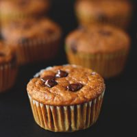 Batch of Pumpkin Chocolate Chip Muffins in paper liners