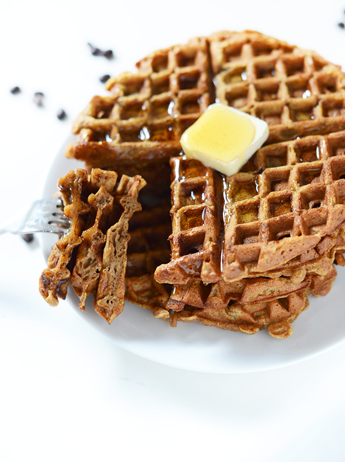 Grabbing a stacked bite of Pumpkin Spice Waffles