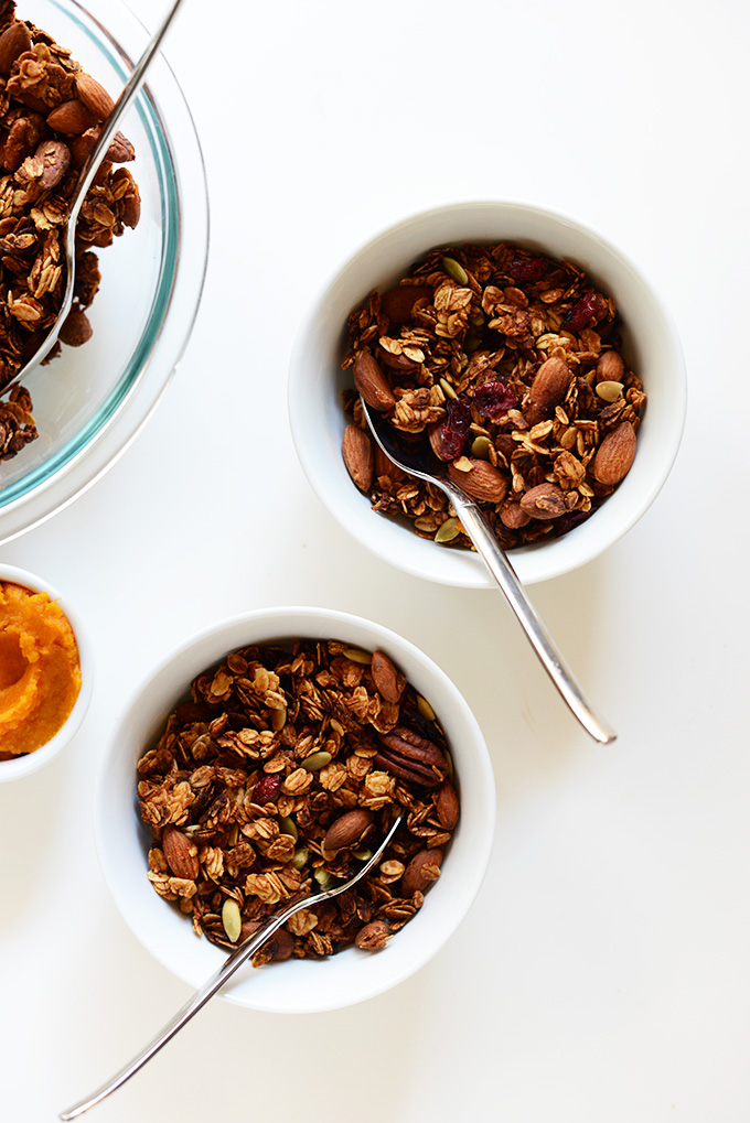 Sweet Potato Granola with Cranberries and Pepitas | minimalistbaker.com