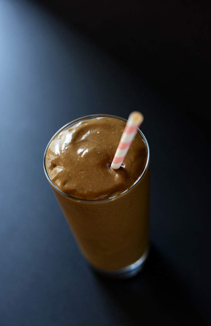 Glass of our vegan Triple Chocolate Avocado Shake