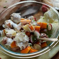 Bowl of our Creamy Butternut Squash Potato Salad recipe