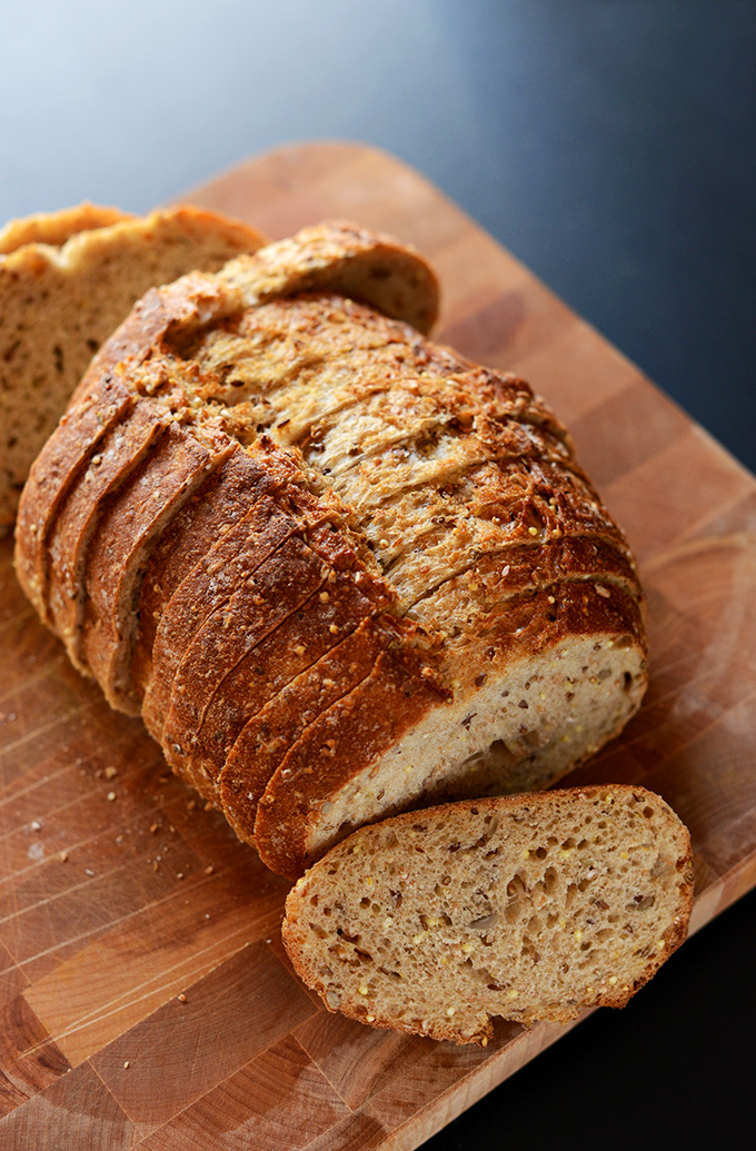 Freshly sliced Crusty Wheat Bread for making pomegranate sandwiches