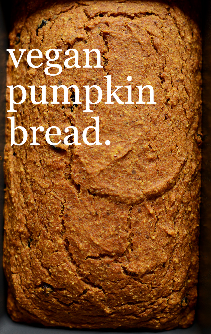 Freshly baked loaf of Vegan Pumpkin Bread