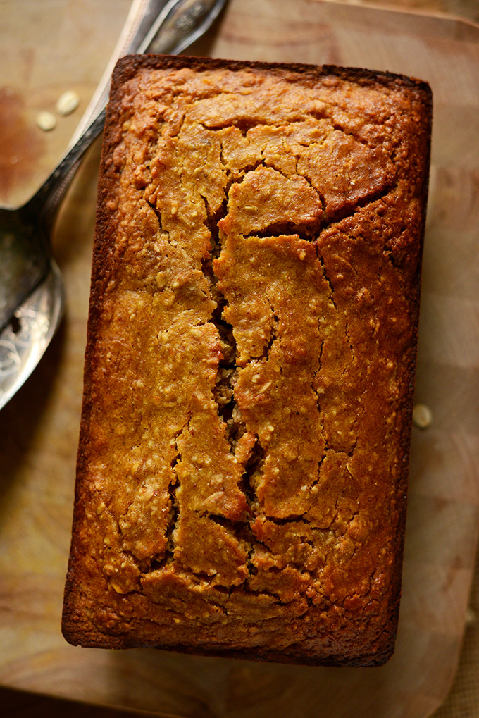 Loaf of freshly baked Gluten-Free Butternut Squash Banana Bread