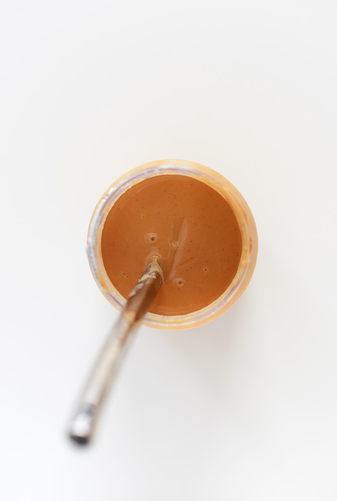 Jar of peanut butter for making peanut butter cookies