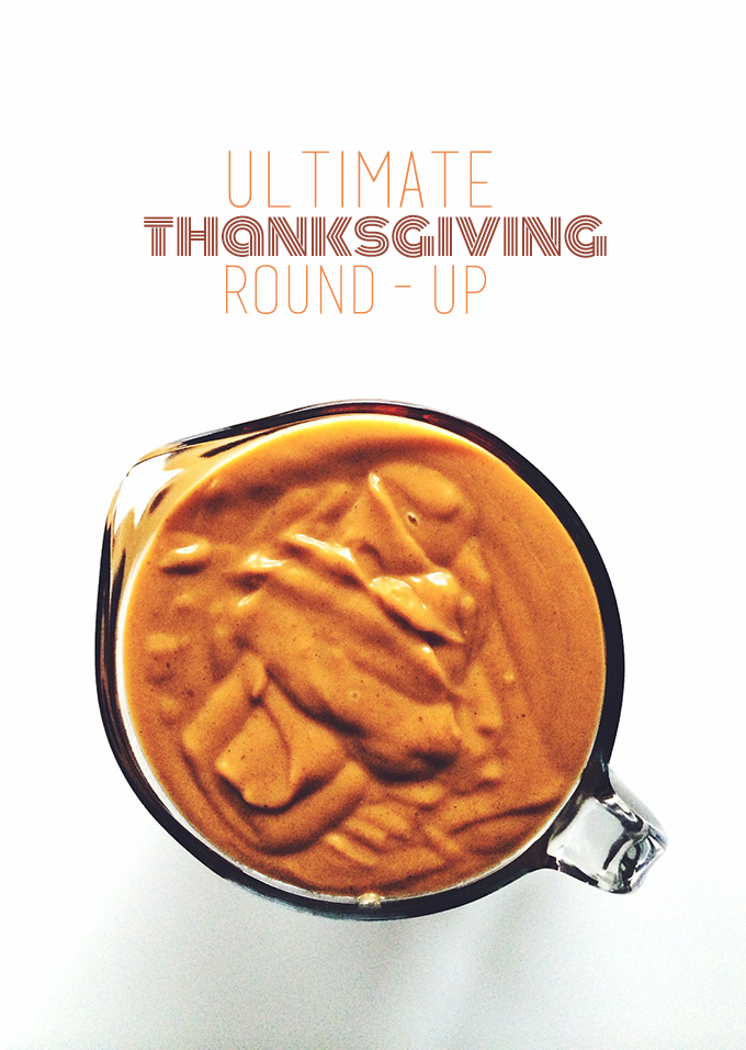 Big measuring jar filled to the rim with pumpkin for our Thanksgiving recipe roundup