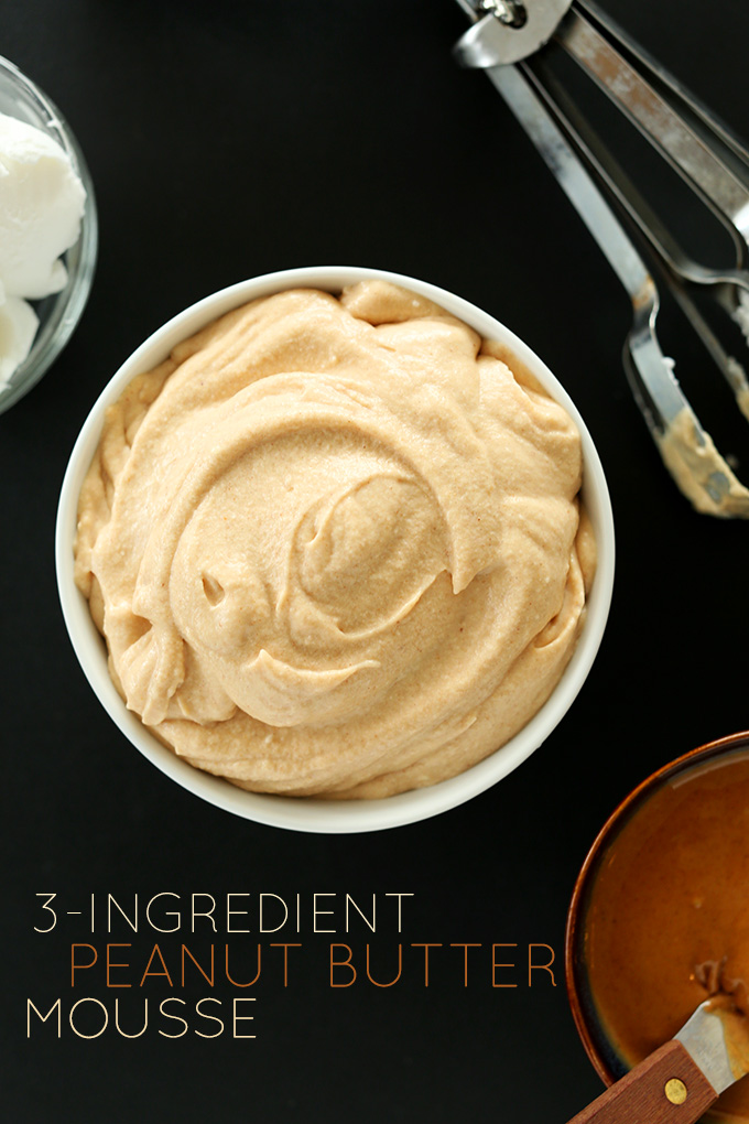 Bowl of freshly whipped vegan Peanut Butter Mousse