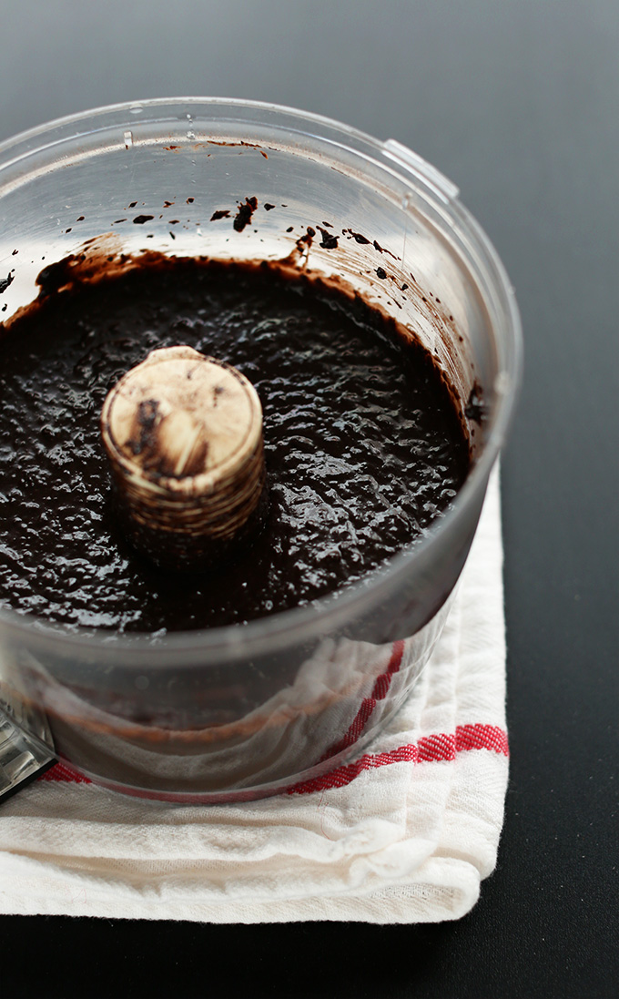 Freshly pureed Black Bean Peppermint Brownie batter