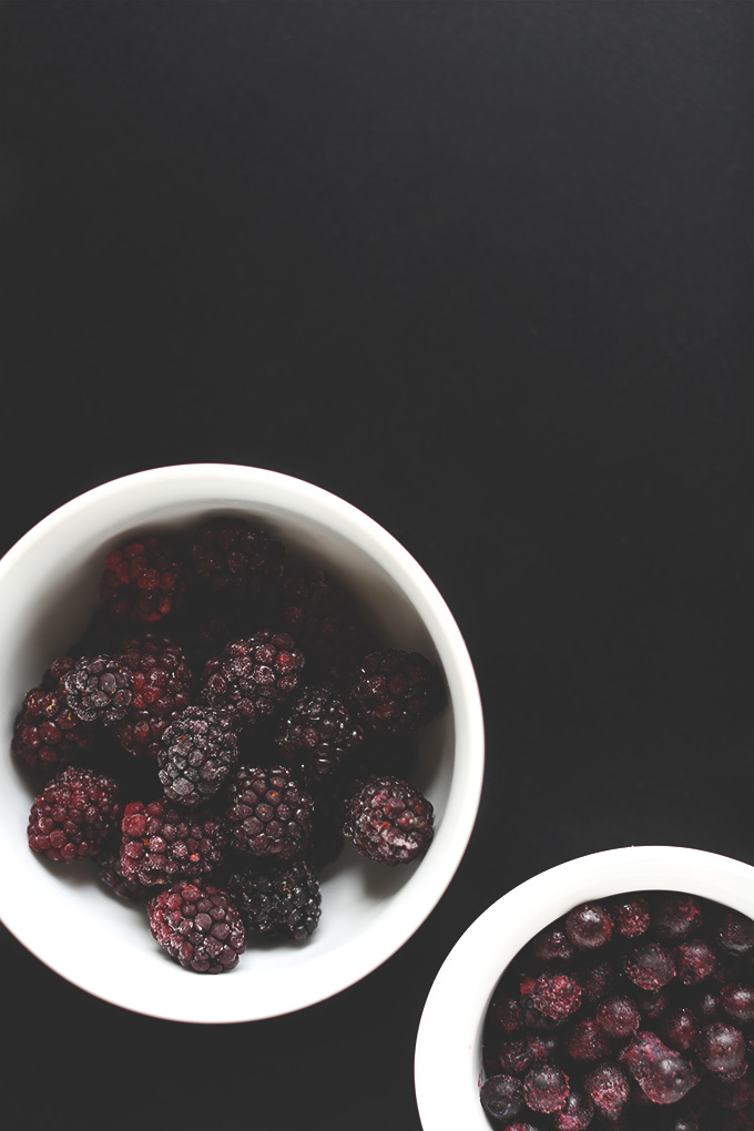 Frozen blueberries and blackberries for adding to our Vegan Detox Smoothie