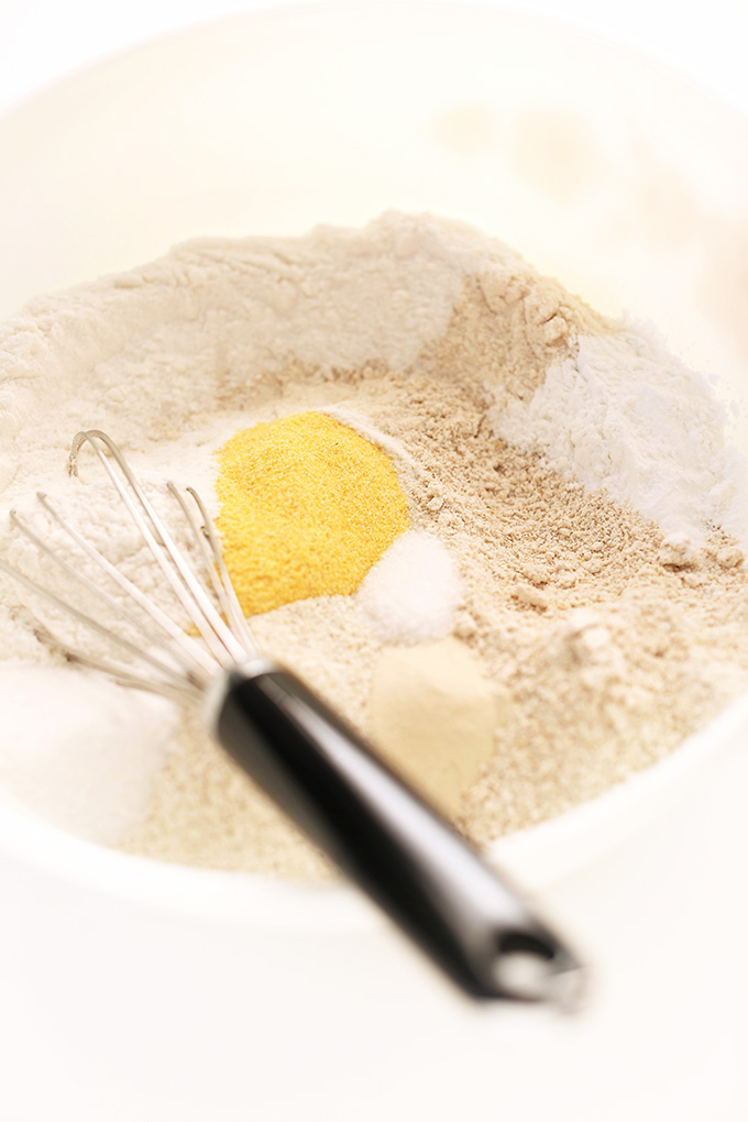 Whisking together flours for DIY gluten-free pancake mix