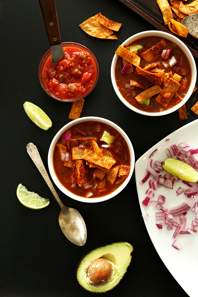 Loaded Vegan Nacho Soup! minimalistbaker.com
