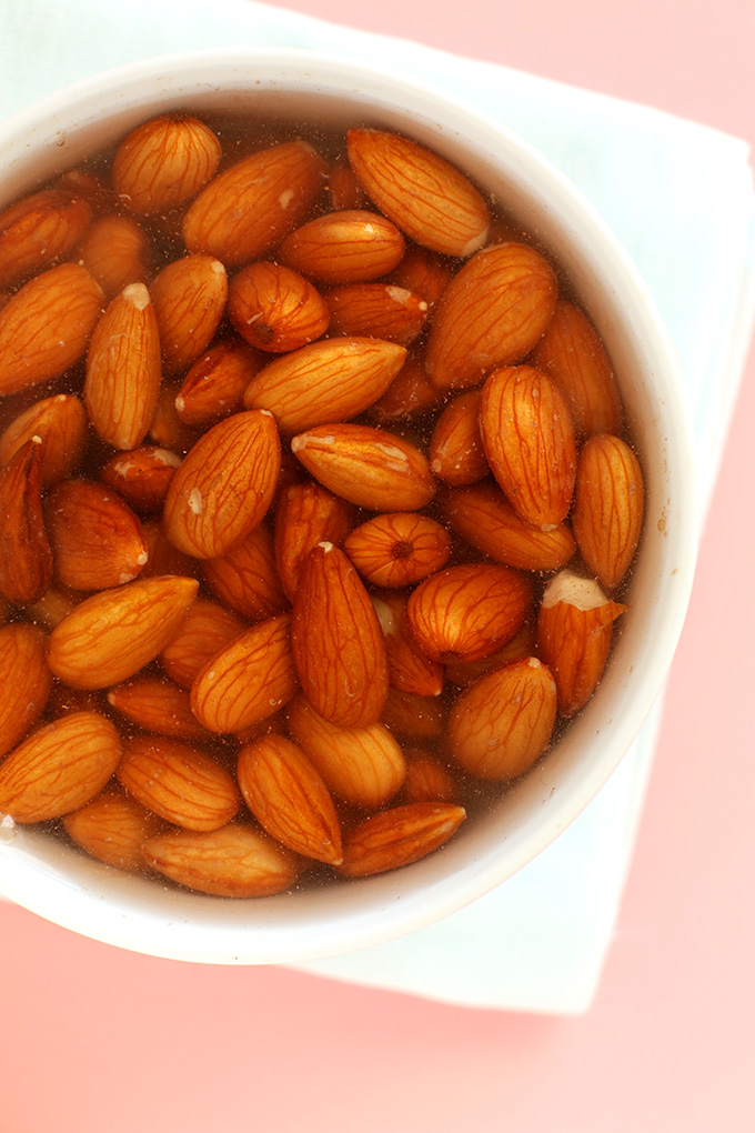 Soaking almonds to make DIY Chocolate Almond Milk