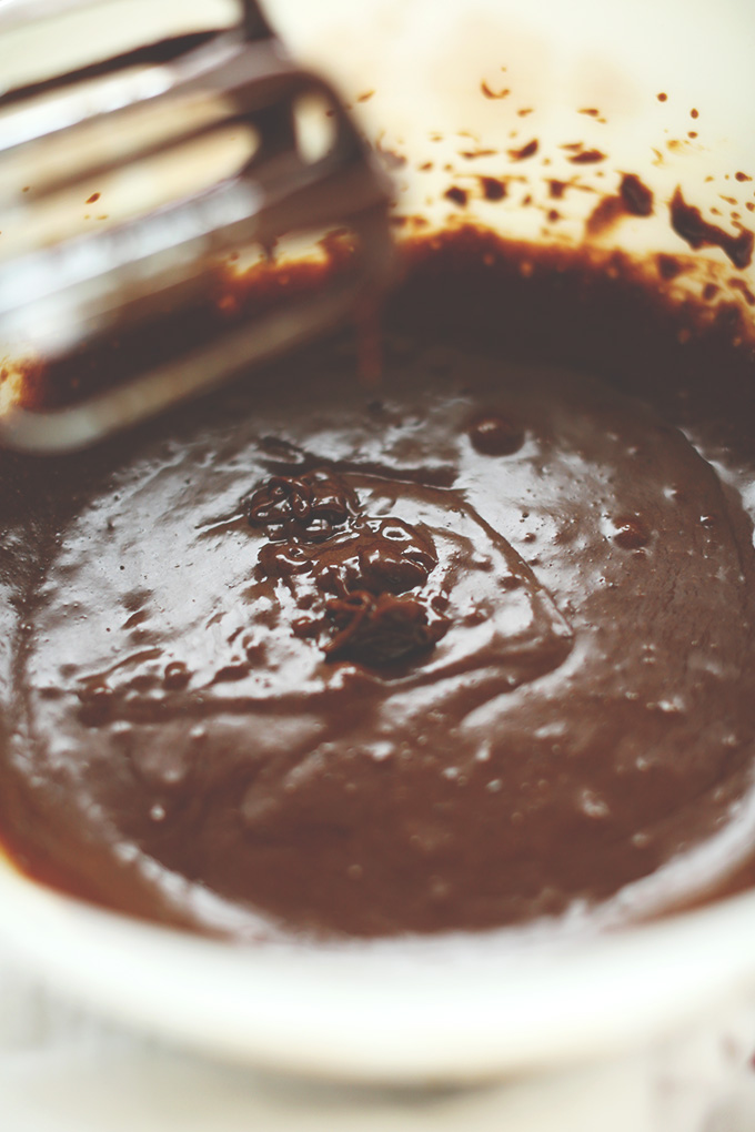 Using a hand mixer to make Vegan Gluten-Free Gingerbread Cookie batter