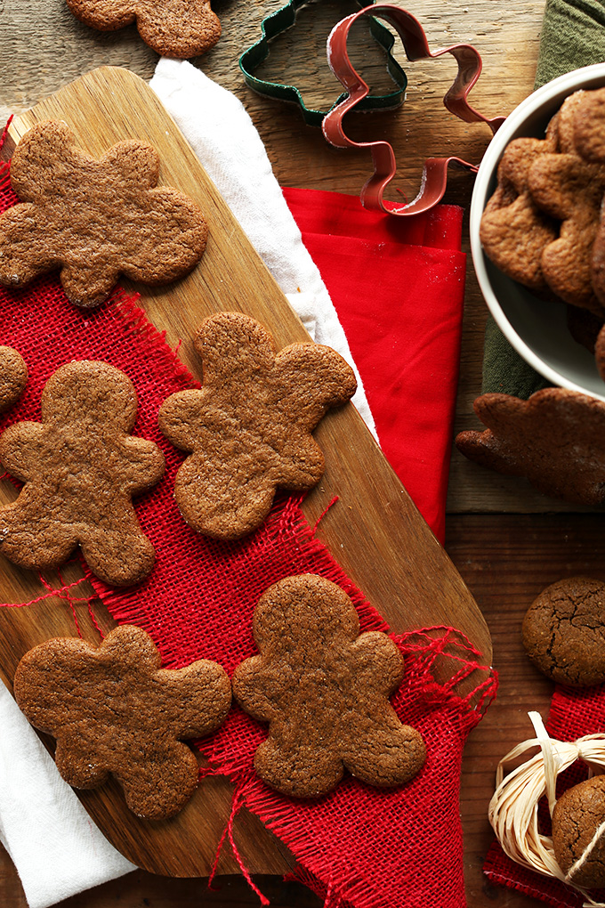 Undecorated Vegan Gluten-Free Gingerbread on a wood board
