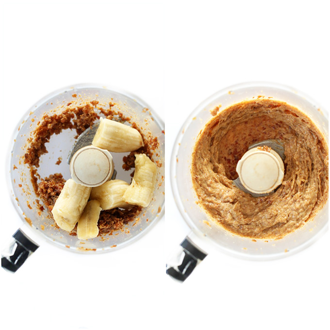 Food processor containing ingredients for simple Vegan Cookie Dough