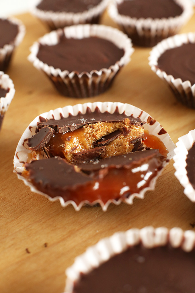 Almond Butter Cups with Bourbon Caramel!