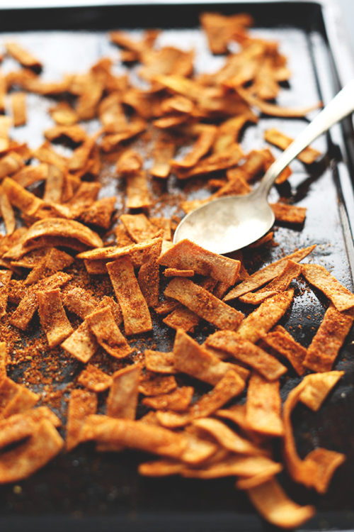 Baking sheet filled with a batch of our Baked Chili Cheese Fritos recipe
