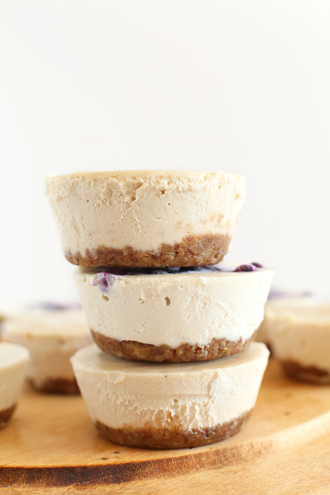 Stack of creamy gluten-free Vegan Cheesecakes