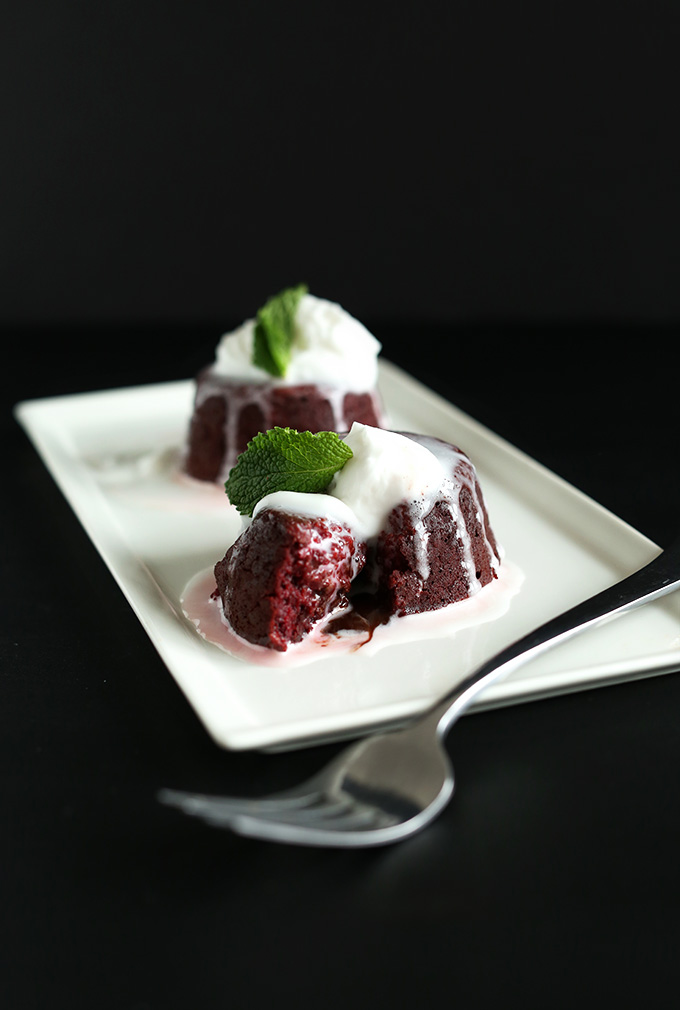 Plate of Vegan Lava Cakes for 2