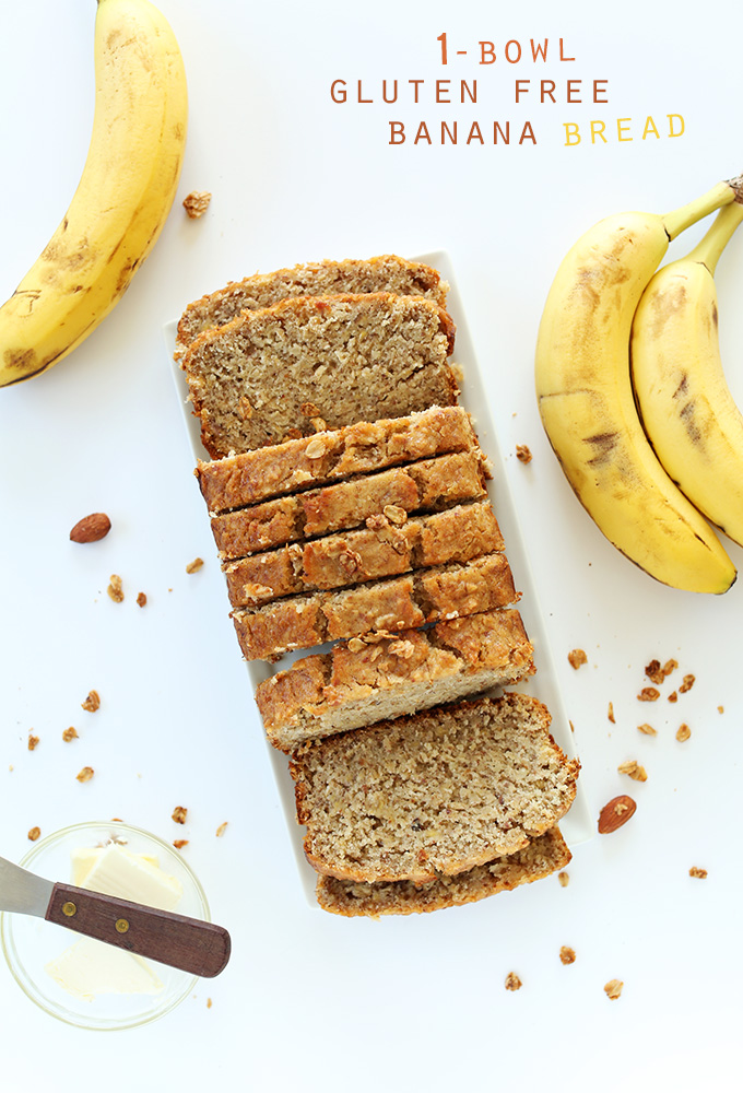 Sliced loaf of delicious and easy Gluten Free Banana Bread