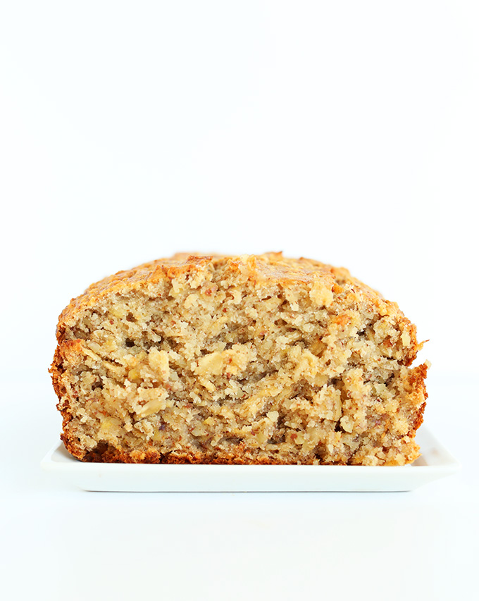 Showing the inside of a loaf of our whole grain Gluten Free Banana Bread