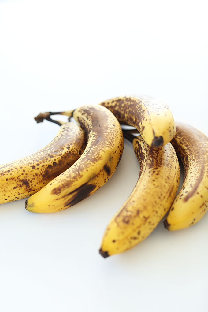 Perfectly spotted bananas for making gluten free banana bread