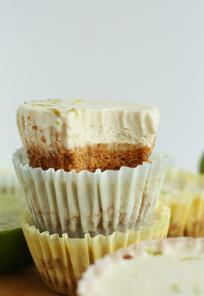 Stack of gluten-free Vegan Key Lime Pies