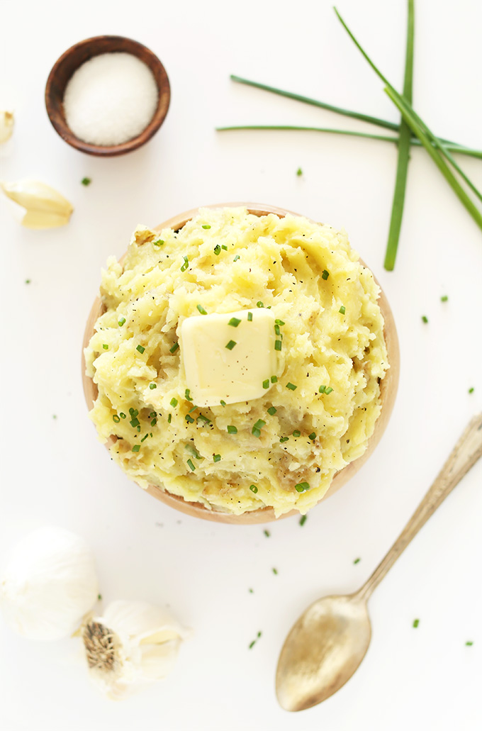 Bowl filled with simple to make Vegan Mashed Potatoes