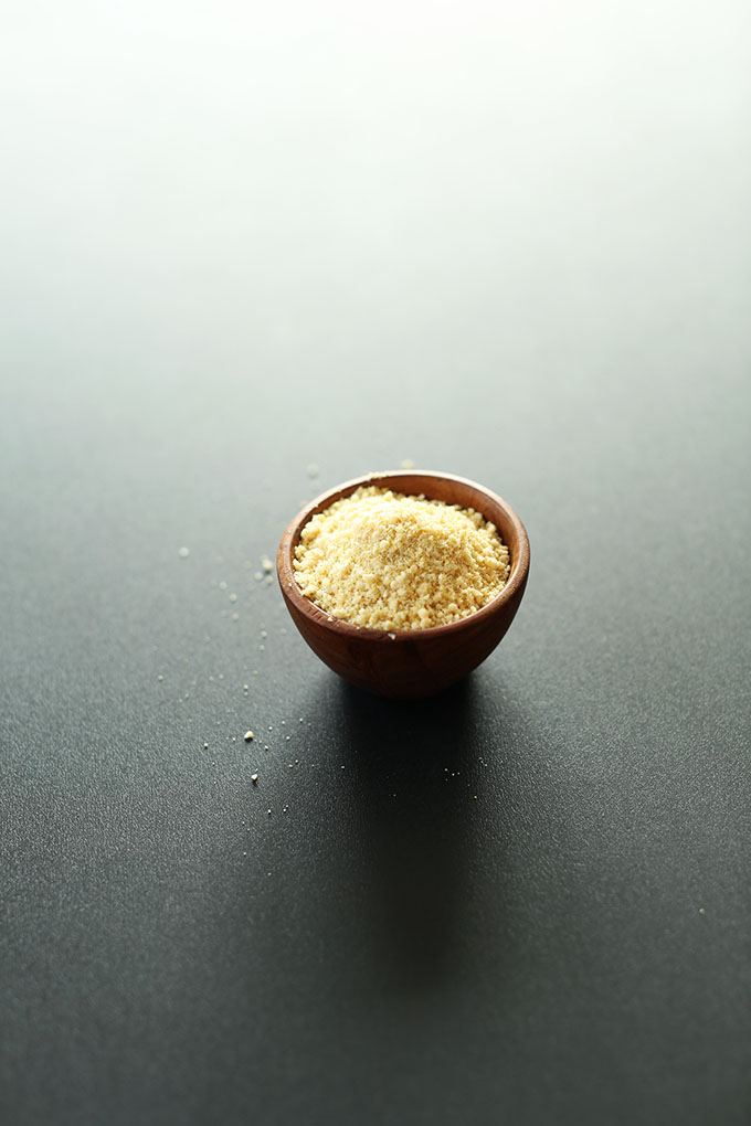 Small bowl of Parmesan Vegan Cheese