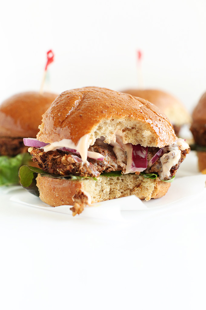 Partially eaten gluten-free Veggie Sliders
