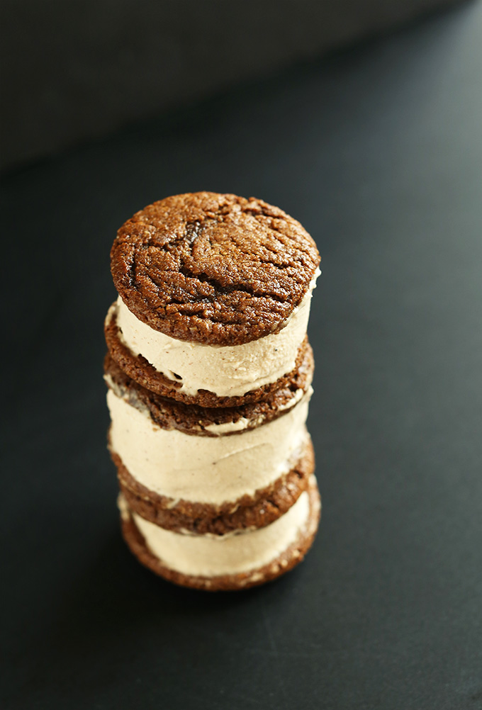 Stack of Vegan Gluten-Free Ginger-Chai Ice Cream Sandwiches