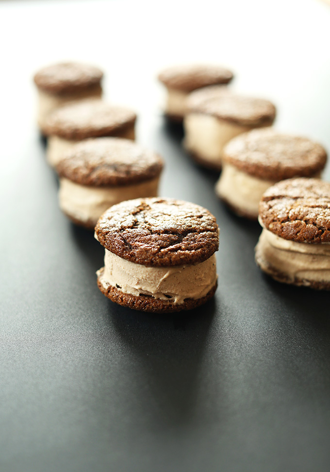 Vegan Chai Ice Cream sandwiched between Gluten-Free Ginger Cookies