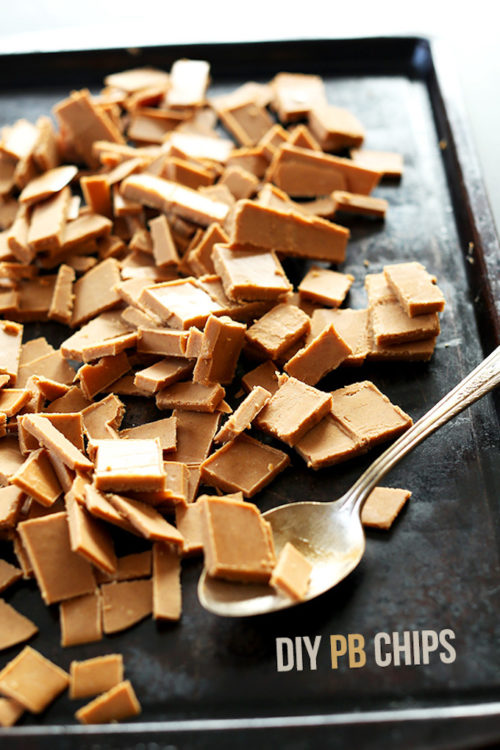 Baking sheet of vegan DIY PB Chips