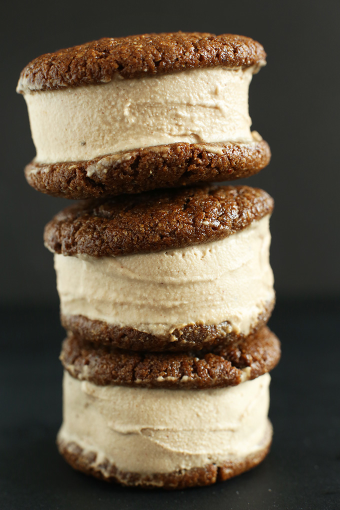 Stack of gluten-free vegan Chai Ice Cream Sandwiches