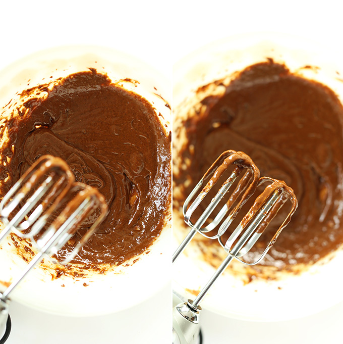Using an electric mixer to mix Gluten-Free Vegan Ginger Cookie batter