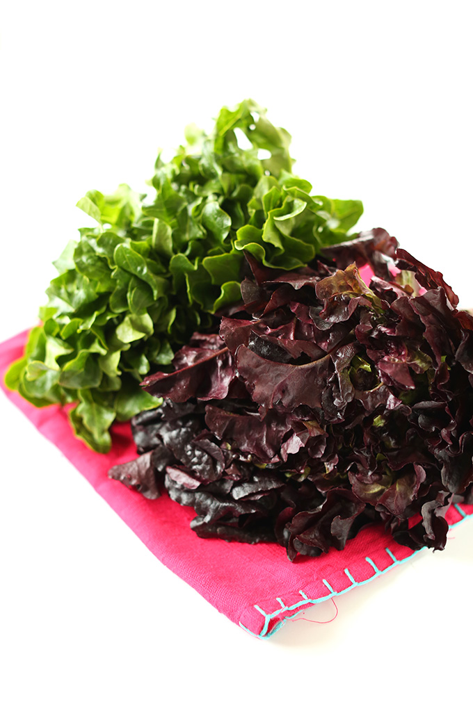 Freshly washed lettuce leaves for making Easy Mexican Salad Cups