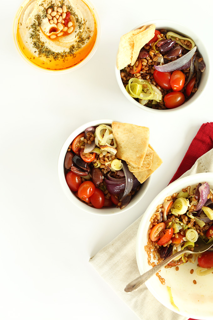 Healthy Vegan Mediterranean Wheat Berry Salads for a delicious lunch