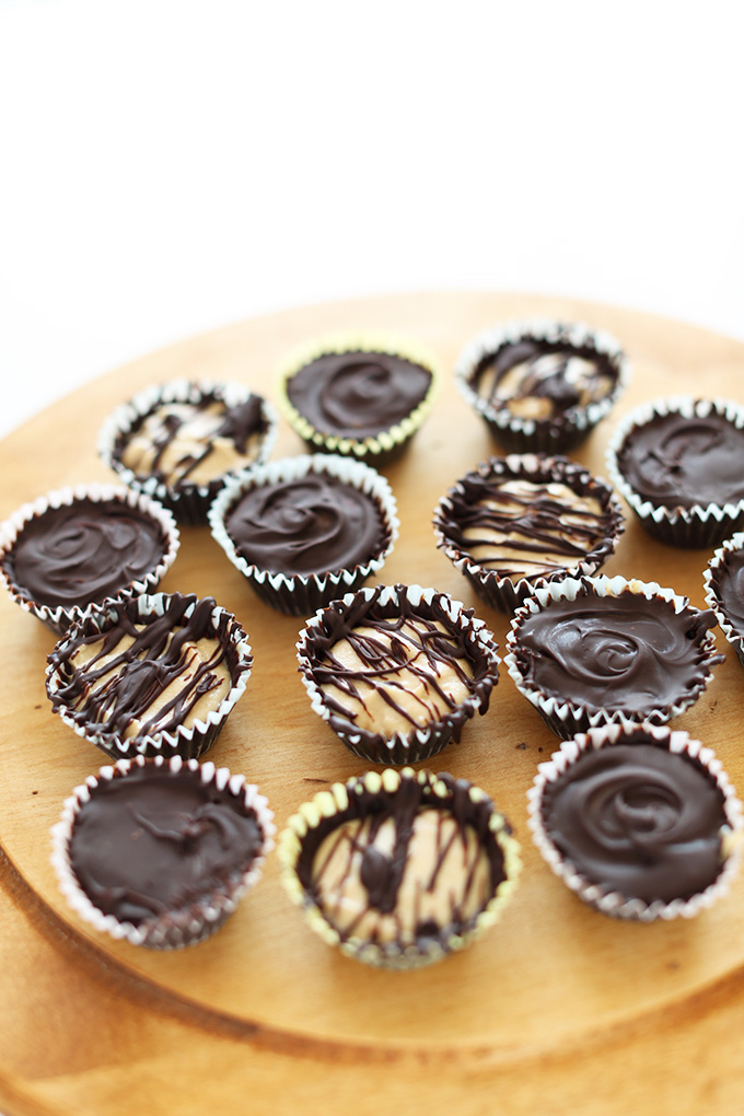 Cutting board filled with Peanut Butter Mousse Cups