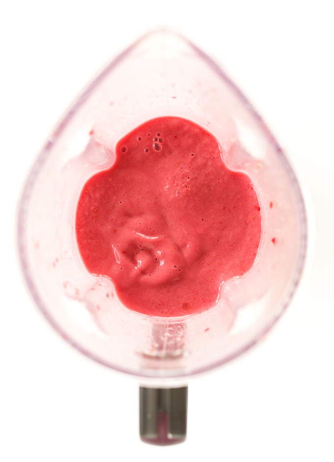 Freshly blended Summer in a Cup Raspberry Smoothie